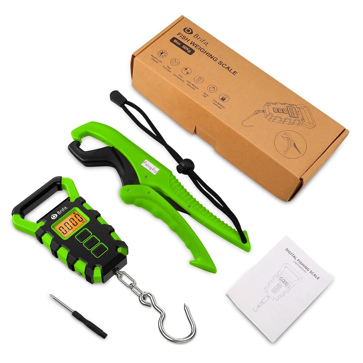 Upgraded Digital Fishing Scale with Ruler, 15g/50kg Electronic Digital Luggage Scale, 110lb Max Fishing Postal Hanging Hook Scale with Measuring Tape, Backlit LCD Display (Batteries Included)
