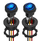 DaierTek Waterproof Round Rocker Switch with Shell UL Listed 12V Blue LED Rocker Toggle Switch Lighted ON Off SPST 3 Pin Rocker Switch 12 Volt for Marine Automotive RV Truck -2PCS