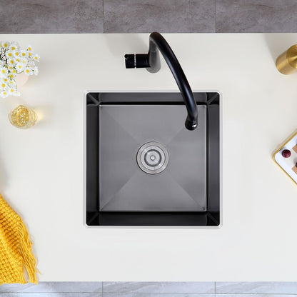 MENATT 20-inch Undermount Kitchen Sink, SUS304 Stainless Steel Handmade Single Bowl Kitchen Sink with Sink Strainer (Brushed), 20"x16"x9"