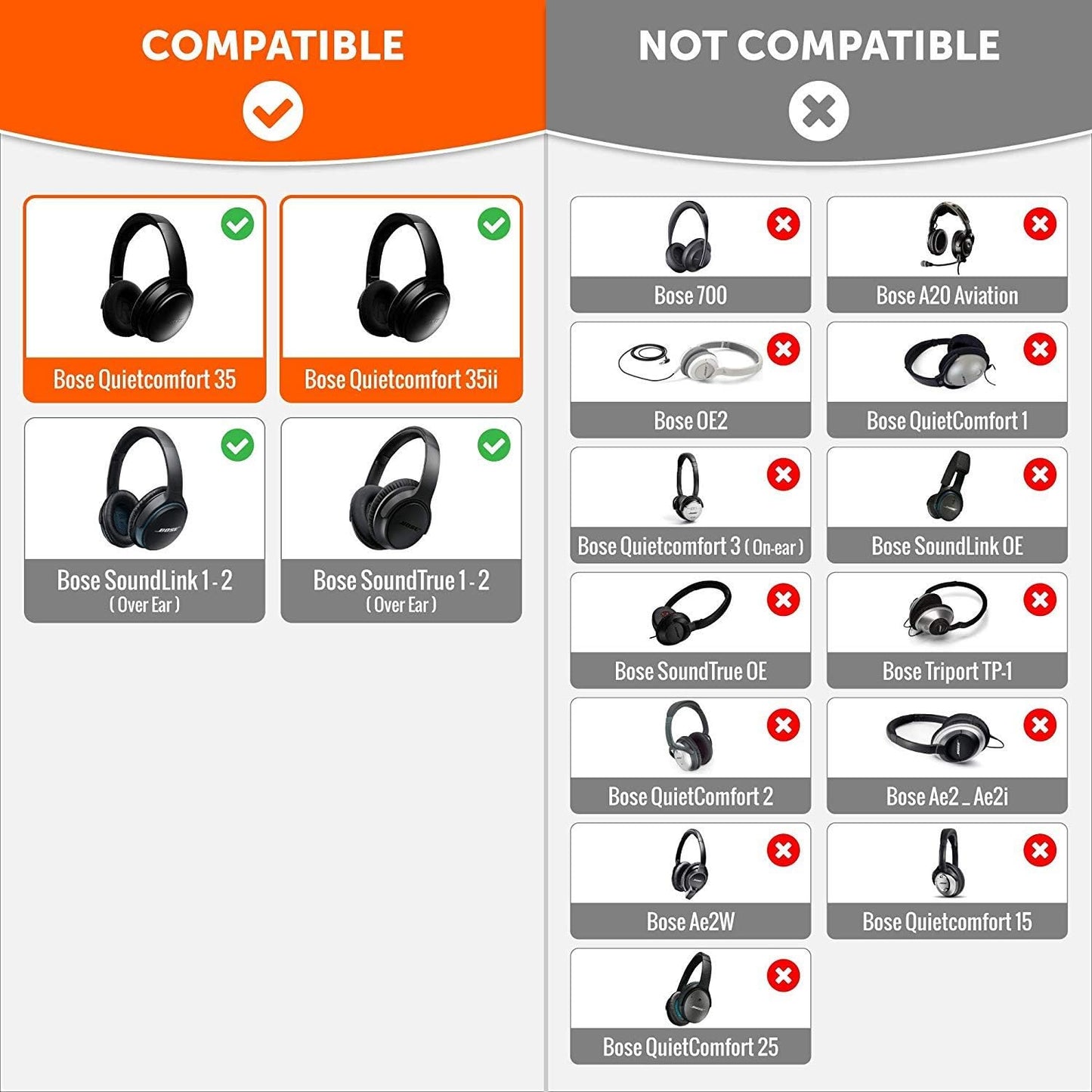 WC Wicked Cushions Upgraded Replacement Ear Pads for Bose QC35 & QC35ii (QuietComfort 35) Headphones & More - Softer Leather, Luxurious Memory Foam, Added Thickness, Extra Durability | Midnight Blue