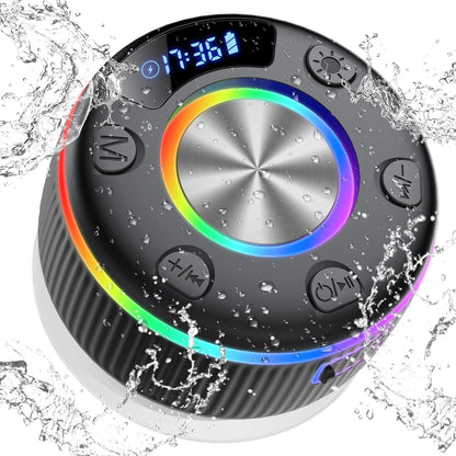 Shower Bluetooth Speaker, Portable Bluetooth 5.3 Shower Speaker Wireless, IP7 Waterproof Mini Speaker with RGB Lights, Suction Cup, Stereo Bass, for Bathroom Party Travel, Gift