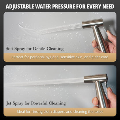 Plurvix Handheld Bidet Sprayer for Toilet – Adjustable Water Pressure, Stainless Steel Jet Spray Kit with Bidet Hose - Feminine Wash, Baby Cloth Diaper Cleaning, Muslim Shower – Wall or Toilet Mount