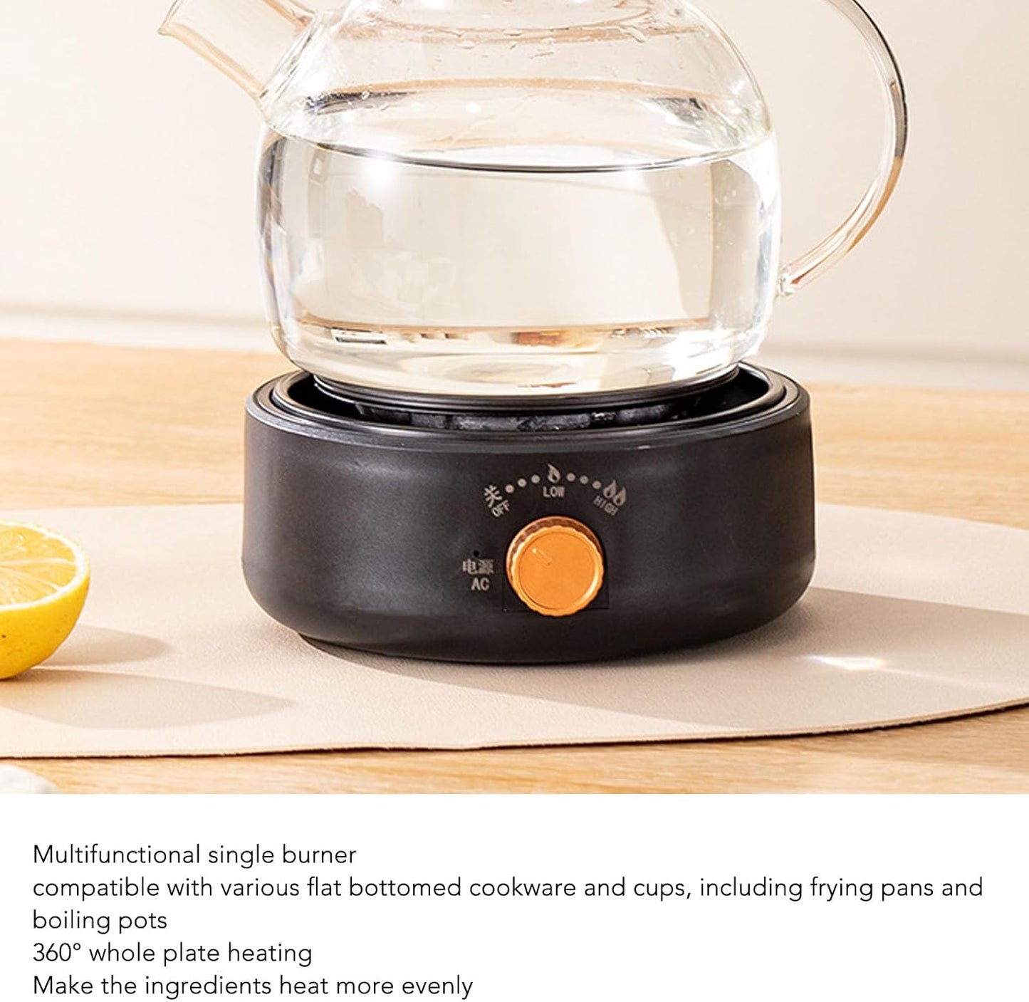Electric Mini Stove Portable 4 Hot Plate 500W 110V Electric Ceramic Stove for Boiling Water, Making Tea and Coffee (Black)