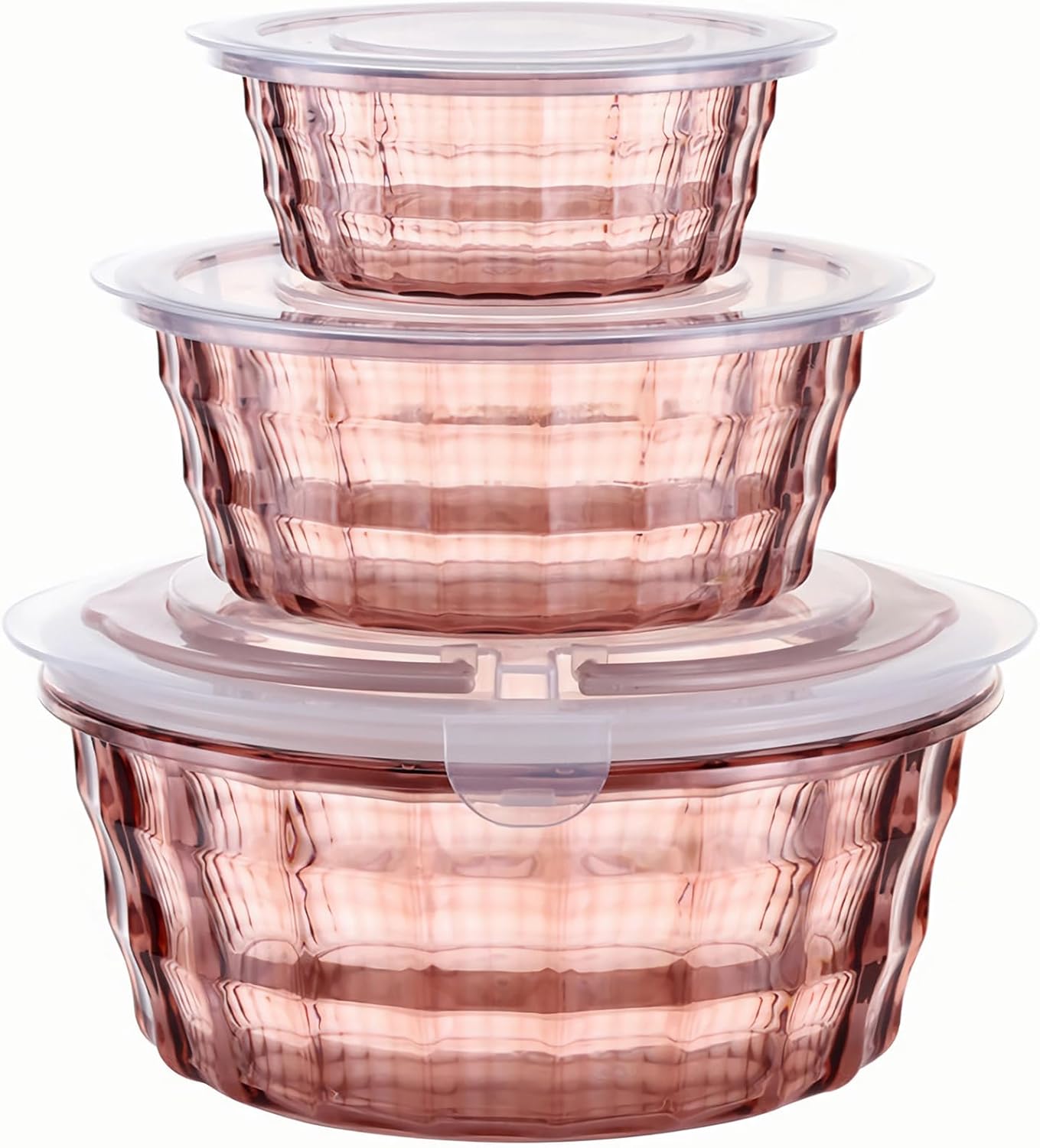 Taiuloo Set of 3 Food Storage Containers with Lids & Handle, BPA Free Plastic Meal Prep & Salad Bowl Containers To Go for Lunch, Salad Serving Bowls for Snack, Fruit, Veggie, Pink
