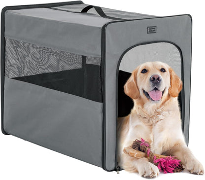 PETSFIT Soft Sided Dog Crate, Travel Dog Crate - 19 Inch Lightweight, Roomy, Easy to Set Up, Sturdy Portable Dog Kennel with Thick Mat, Navy Blue