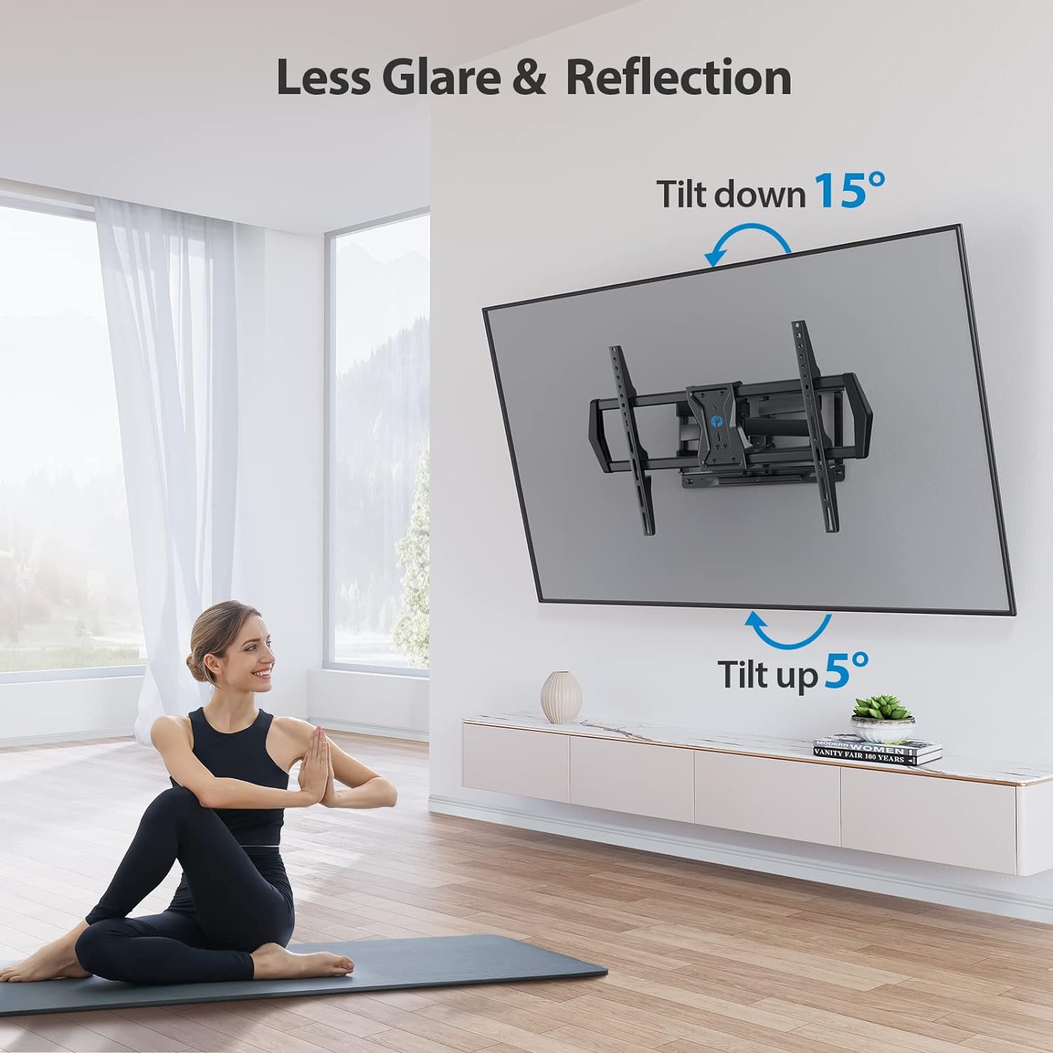 Pipishell Full Motion TV Wall Mount for Most 37-75 inch TVs up to 100 lbs, Wall Mount Bracket with Dual Articulating Arms, Swivel, Tilt, Max VESA 600x400mm, TV Mount Fits 12”/16” Wood Studs, PILF6 - PuriLite