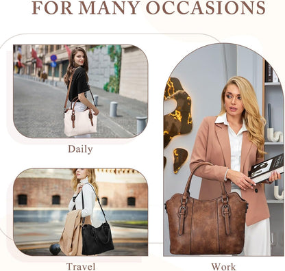 Hobo Bags for Women,VASCHY Vegan Leather Handbag Purse Top Handle Satchel Boho Shoulder Bag with Crossbody Guitar Strap