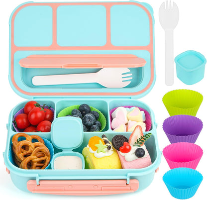 MaMix Bento Lunch Box Adult, Kids, Lunch Containers for Adults/Kids/Students,1300ML-4 Compartment (Blue)