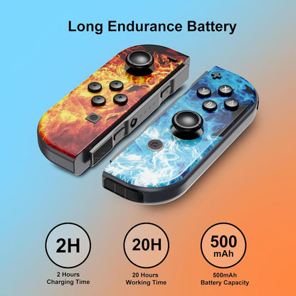 Switch Controller Compatible with Switch/OLED/Lite, Switch Joypad Replacement Controller, Left and Right Wireless Switch Handheld Controller(ice and fire)