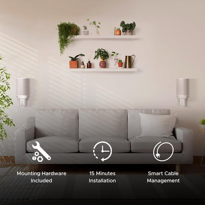 ERA100 Shelf Wall Outlet AC, White, Home, Compatible with Sonos ERA 100, Plug Mount Organizer, Bathroom, Kitchen, Bedrooms, Cord Management, Easy Installation, Mounting Kit Included