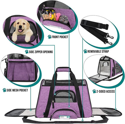 Premium Airline Approved Soft-Sided Pet Travel Carrier by PetAmi | Ventilated, Comfortable Design with Safety Features | Perfect For Plane or Car | Ideal for Small to Medium Sized Cats, Dogs, and Pets