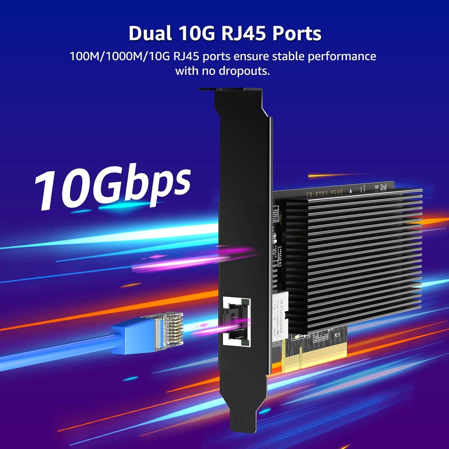 10G PCI-E Network Card with 10Gbps Dual RJ45 Ports, Intel X540-T2 Conrtoller, VIMIN 10Gb Ethernet Adapter Card Compatible with PCI Express X8, X16, Support Windows/Windows Server/Linux/VMware