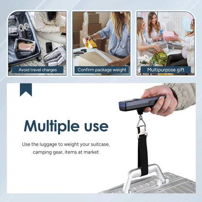 travel inspira Luggage Scale Battery-Free, Travel Essentials, Portable Handheld Digital Suitcase Weight Scale for for Travel Accessories, 110lbs/50kg (Dark Blue)