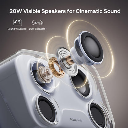 Aurzen Boom mini Google TV 4K Supported Smart Projector with WiFi and Bluetooth, Outdoor & Home Movie Projector with 20W Speakers DoIby Audio, Real-Time Focus & Keystone, 500 ANSI Lumens, Black