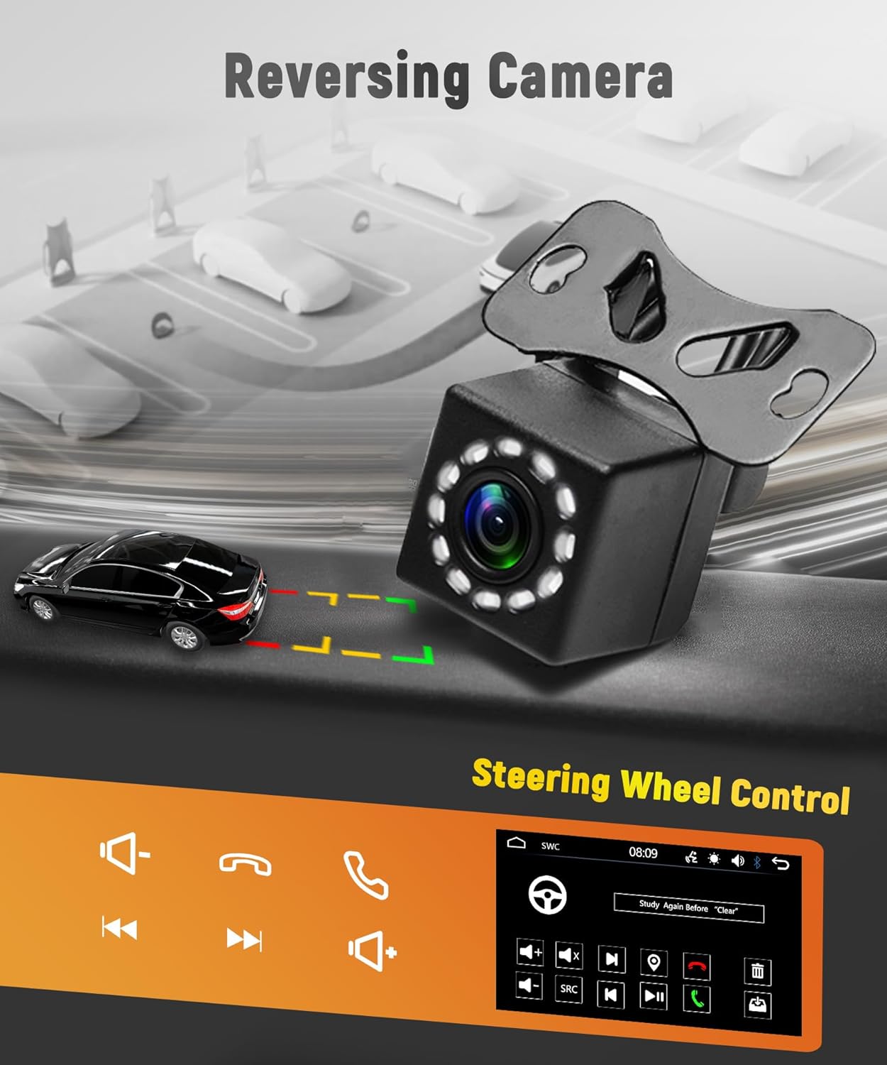 Rimoody 7 Inch Car Stereo Double Din Radio Touch Screen Bluetooth Handsfree Mirror Link USB SD EQ FM Multimedia Radio with Backup Camera Car Audio Receivers