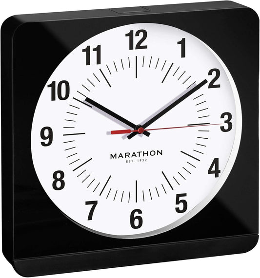 Marathon Studio Edition 12-Inch Jumbo Analog Wall Clock with Auto Night-Light (Model: CL030057-BK-WS-NA)