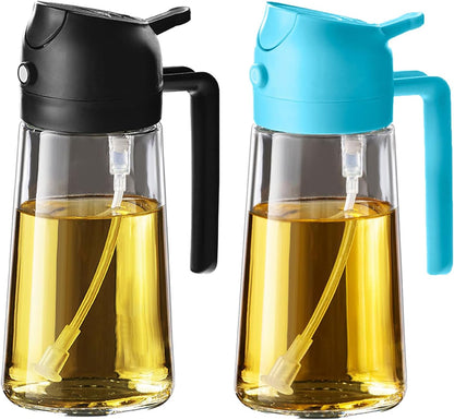 Purilite Select 470ml Glass Oil Sprayer &amp; Dispenser Bottle – 2-in-1 Flip Top