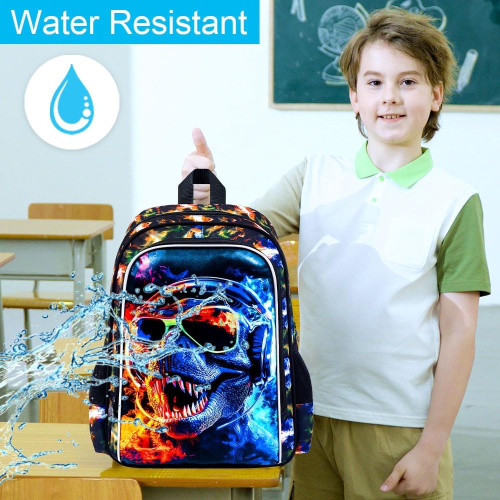 3pcs Backpack for Boys and Girls, 16” Kids Kindergarten Bookbag with Lunch Box, Cute Elementary Backpacks for Boy Girl