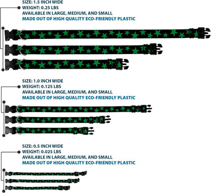 Buckle-Down PC-W21909-M Dog Collar Plastic Clip Buckle, 1"x11"-17", Star Black/White