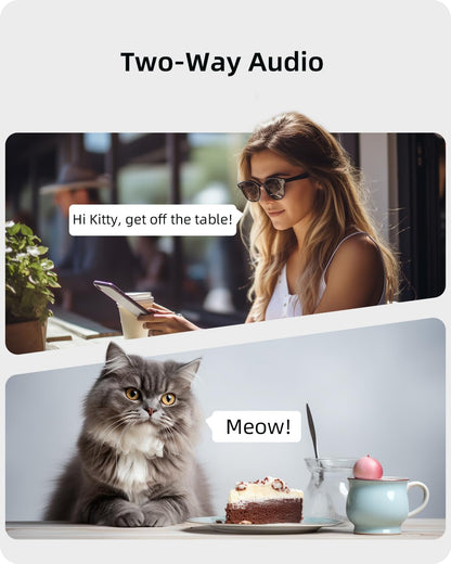 blurams Security Camera, 2K Indoor Camera 360-degree Pet Camera for Home Security w/ Motion Tracking, Phone App, 2-Way Audio, IR Night Vision, Siren, Works with Alexa & Google Assistant,White