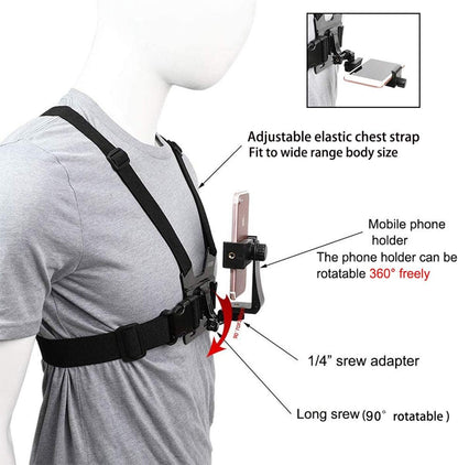 Mobile Phone Chest Strap Mount,Harness Strap Holder Universal Cell Phone Clip for Action Camera POV Compatible with Gopro Akaso Samsung iPhone etc