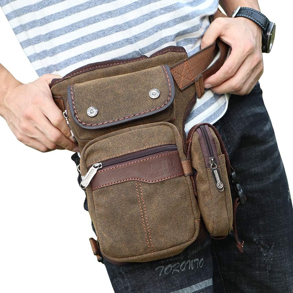 Motorcycle Drop Leg Bag Nylon Waist Pack for Men Women Travel Hiking Tactical Cycling Bike Ride Riding Crossbody Shoulder Fanny Pouch