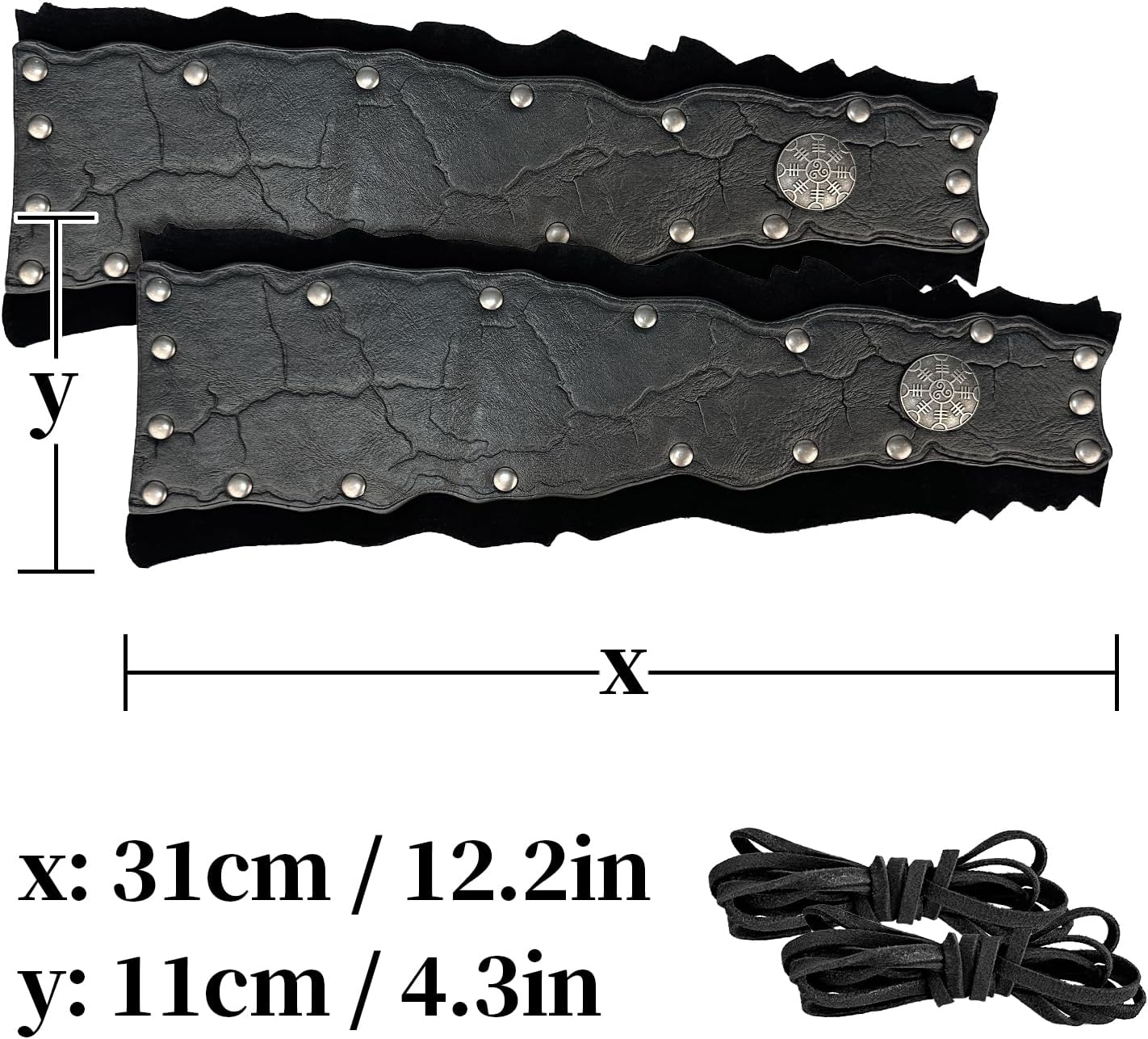 HiiFeuer Medieval Suede Arm Wraps, Renaissance Artificial Fur Bracers, Viking Wrist Band Archery Arm Guards Knight Gauntlets