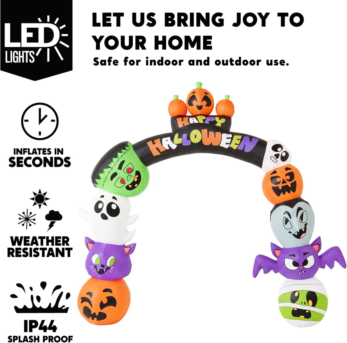 Joiedomi 8 FT Cute Halloween Inflatables Pumpkin Archway Outdoor Decoration, Archway Halloween Blow Up for Yard with Build-in LED Lights, Inflatable Arch Yard Outside Pumpkin Decor for Party, Garden