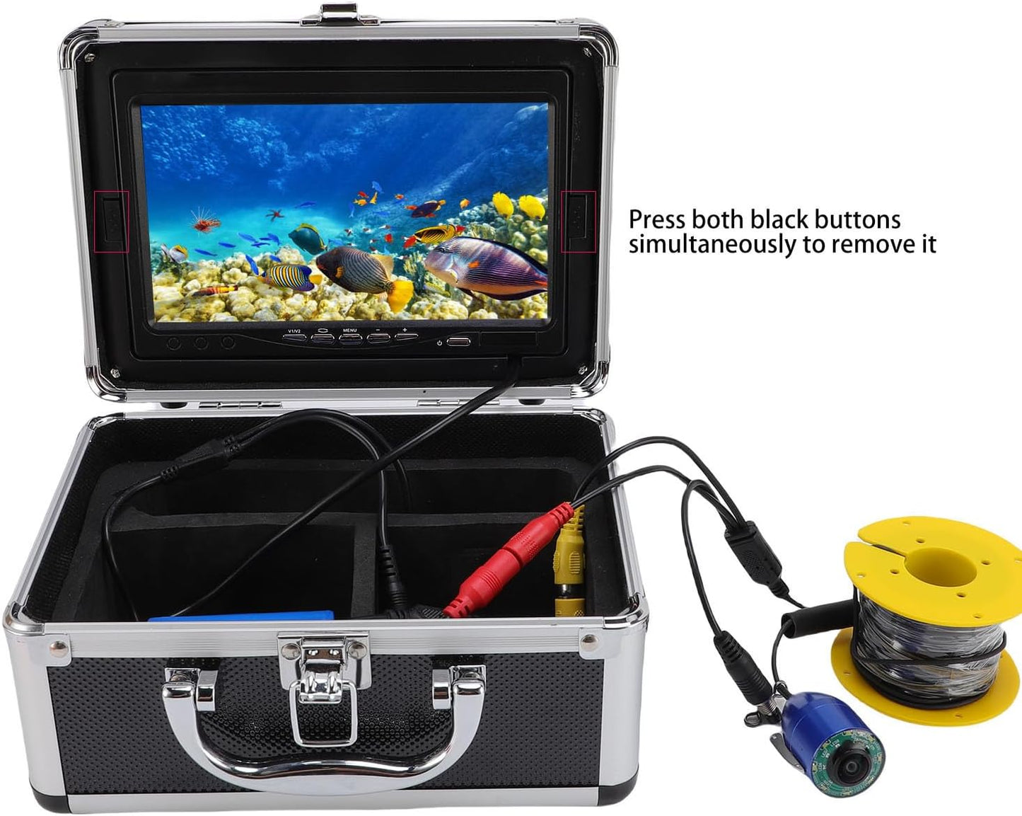 Sanpyl Underwater Fishing Camera, 1080P HD Fish Finder with 195° Wide Angle View and 7 Inch Screen, for Ice Lake Boat Kayak Fishing, 20m Cable (US Plug)