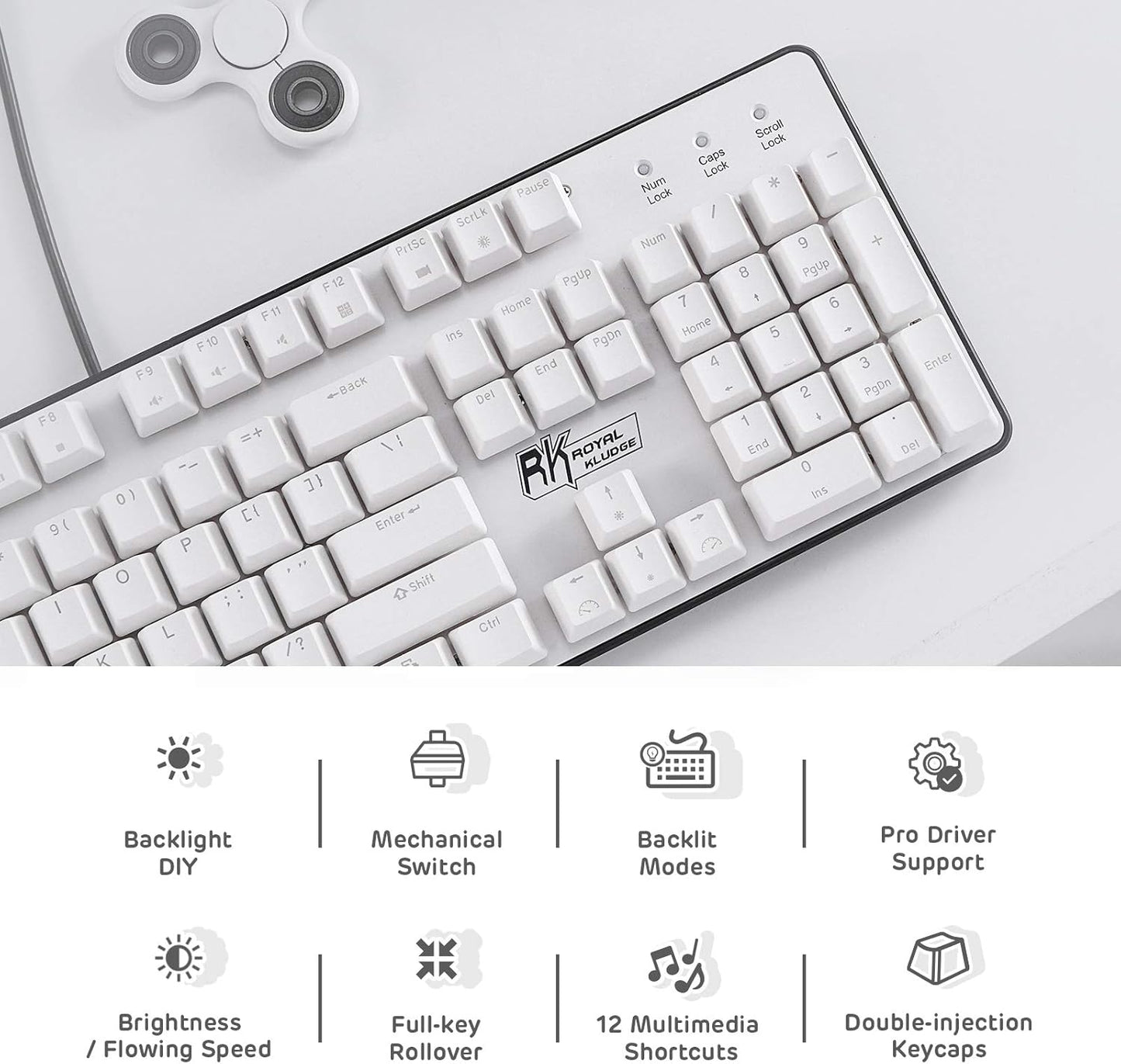 RK ROYAL KLUDGE RK920 Full Size Mechanical Keyboard, Rainbow Backlit Gaming Keyboard, 104 Keys Wired Mechanical Keyboard with Number Pad, Tactile Brown Switch
