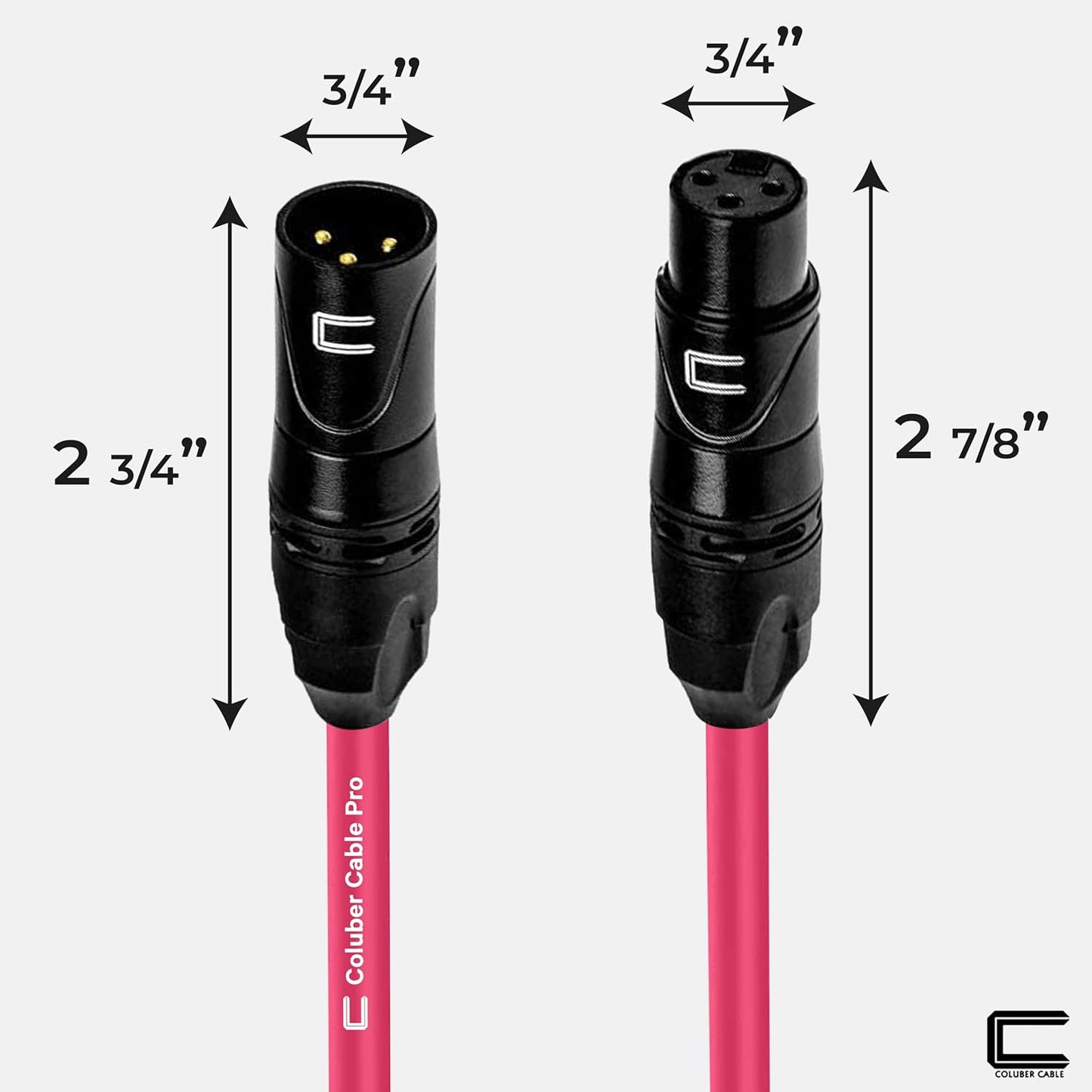 Balanced XLR Cable Male to Female - 6 Feet Pink - Pro 3-Pin Microphone Connector for Powered Speakers, Audio Interface or Mixer for Live Performance & Recording