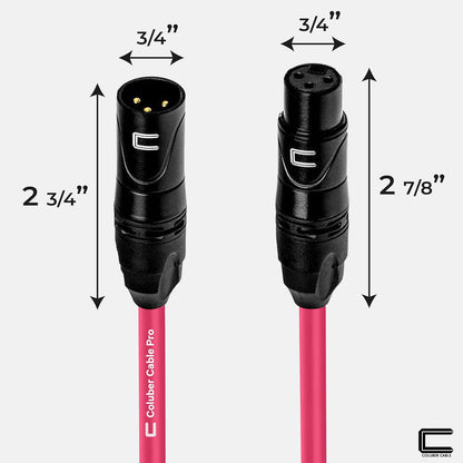 Balanced XLR Cable Male to Female - 6 Feet Pink - Pro 3-Pin Microphone Connector for Powered Speakers, Audio Interface or Mixer for Live Performance & Recording