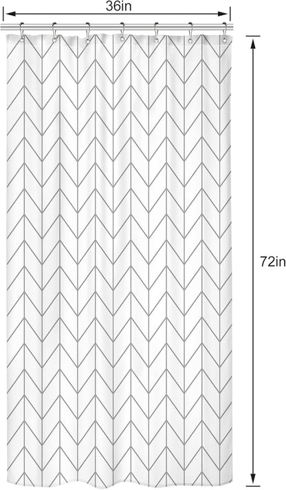 Riyidecor Stall Small RV Gray White Grey Bathroom Shower Curtain Liner 36Wx72H Inch Half Single Narrow Walkin Standing Little Size Dorm Chevron Herringbone Geometric Tiny Fabric Polyester Waterproof