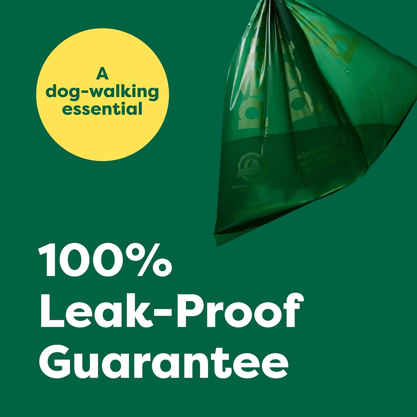 Earth Rated (A Canadian Company), Dog Poop Bag Holder with Dog Poop Bags, Durable and Guaranteed Leakproof, Unscented, 1 Dispenser and 15 Bags