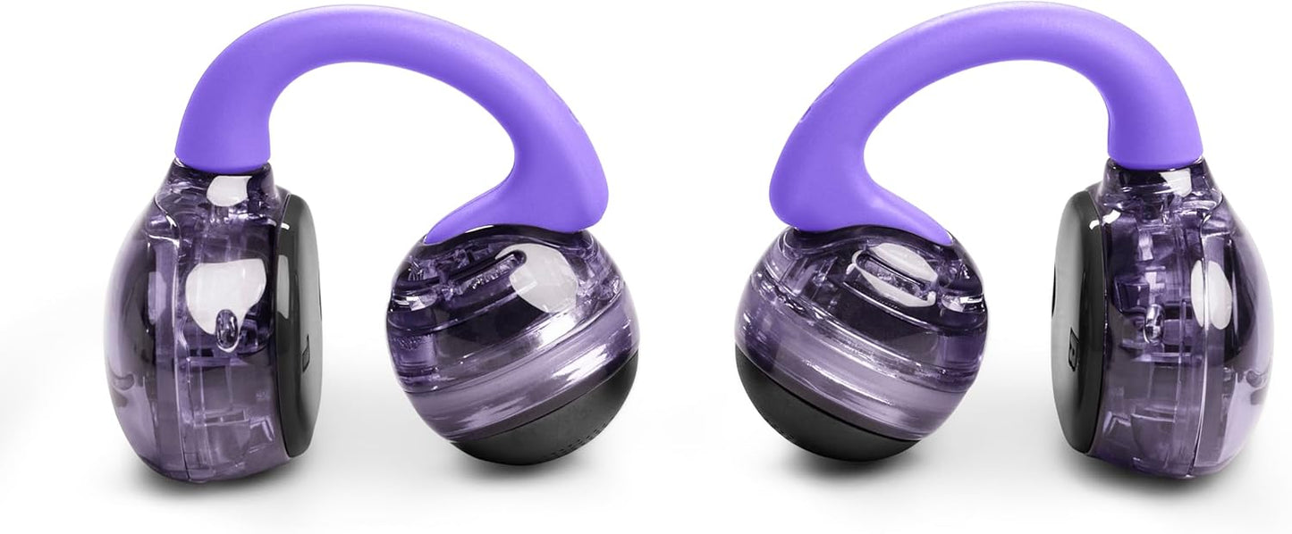 JBL Soundgear Clips - True Wireless Open-Ear Headphones, Dynamic Sound with Bass Boost, All-Day Comfort, 4-mic Crisp, Clear Calls 2.0 with AI-Trained Algorithm, IP54 Water and Dust Resistant (Purple)