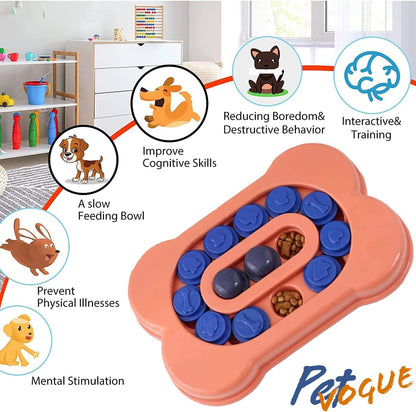 PetVogue Dog Slow Feeder Bowl, Puzzle Toy for Dispensing Treats, Pet Play Toys Game for Training IQ and Feed, Interactive Food Bowls Dispenser for Small, Medium, Large - Orange