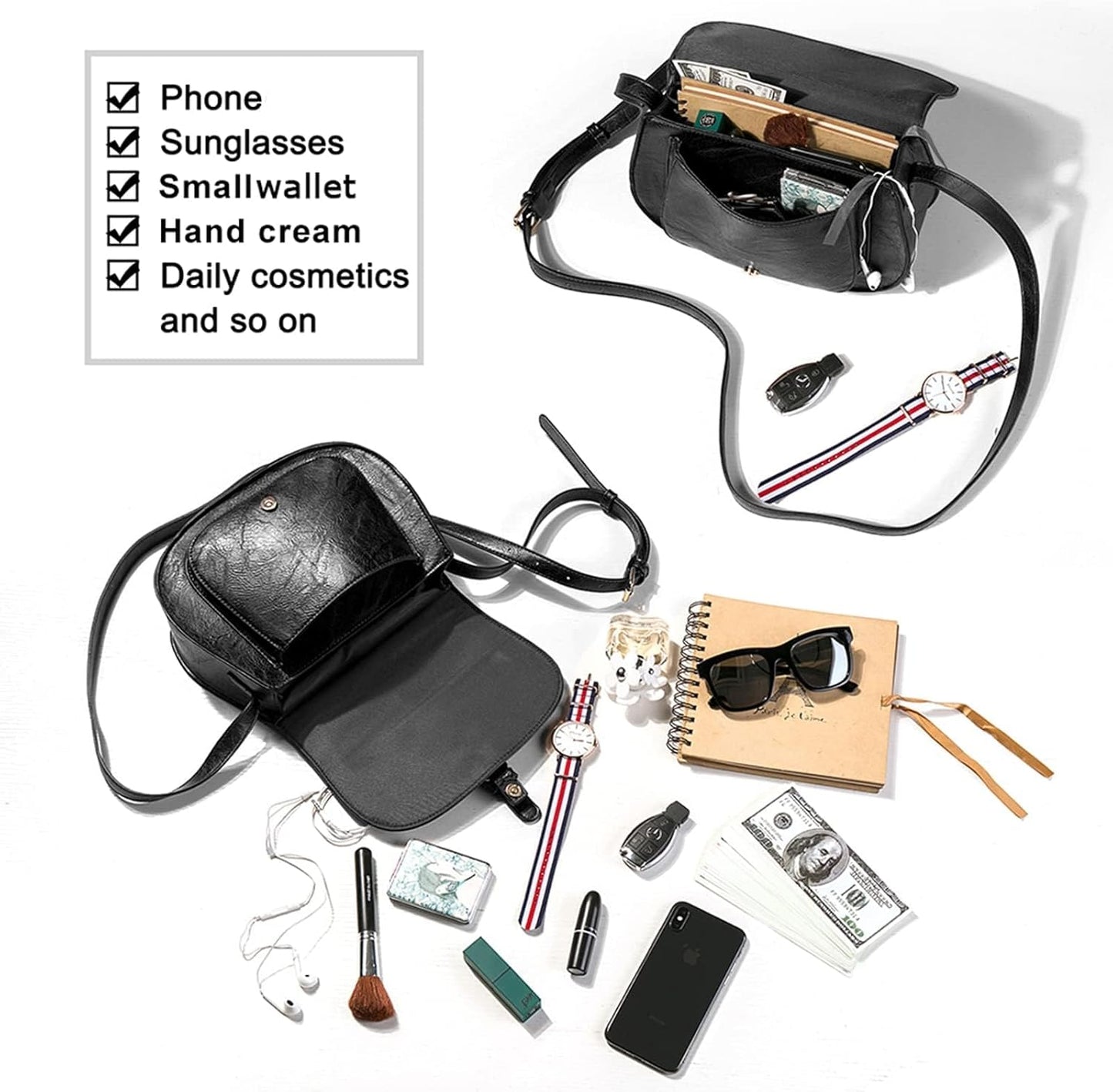 Crossbody Bags for Women Small Over the Shoulder Saddle Purses and Boho Cross body Handbags,Vegan Leather