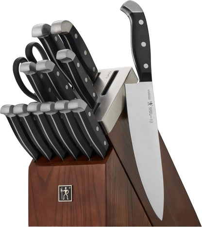 HENCKELS Aviara Premium Knife Block Set - 17 PC Professional Cutlery Knife Set, High Carbon Stainless Steel, Triple Rivet Handle, Chef Knife Set, Knife Set with Block for Kitchen, Black, 17 Piece