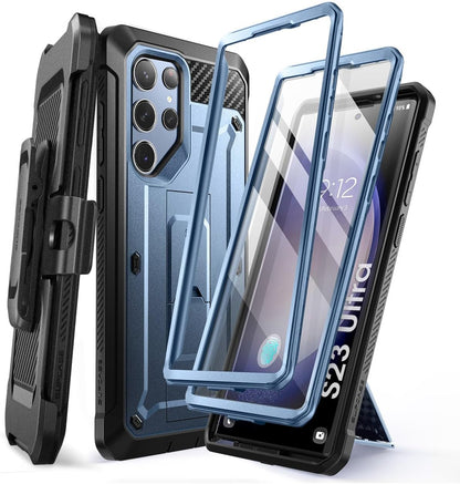 SUPCASE Unicorn Beetle Pro Case for Samsung Galaxy S23 Ultra 5G (2023), [Extra Front Frame] Full-Body Dual Layer Rugged Belt-Clip & Kickstand Case with Built-in Screen Protector (Black)