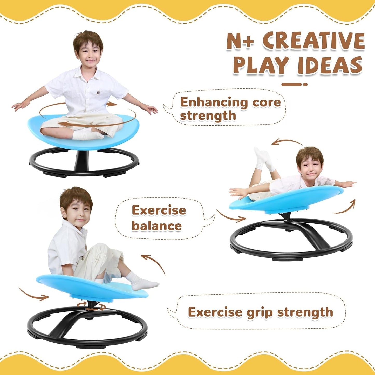 Zhenx Spinning Chair for Autistic Kids (Ages 3-18), Autism Sensory Toy Gift | 220LBS Capacity Sensory Swivel Seat for ADHD Kids, Autism Sensory Products, Calming Gift Improve Focus & Body Balance (Blue)