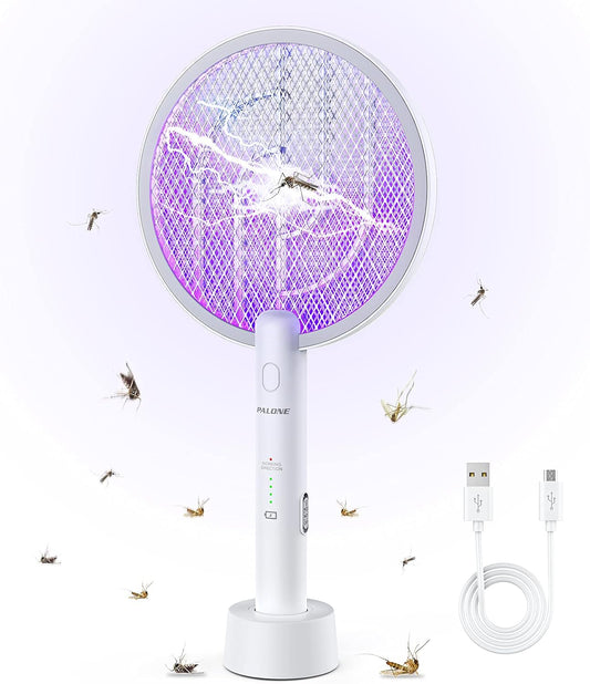 PALONE Bug Zapper Racket 3000V Electric Swatter 3 Layers Lamp Indoor Zapper Without Waving Hands for Kitchen, Home, Garden and Outdoors - PuriLite