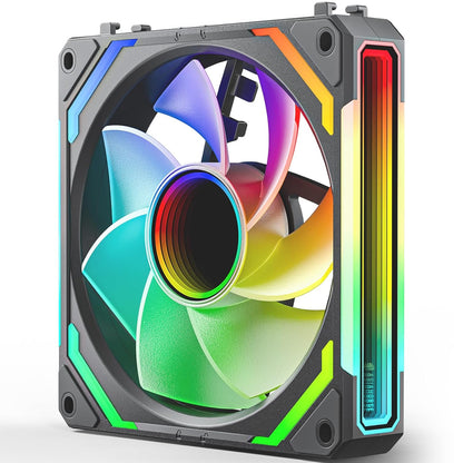 AsiaHorse COSMIQ-Black 120mm PC RGB Fans, 5V 3-PIN Connector Daisy Chain FDB PWM Computer Case Fans with RGB Controller for Cases CPU Liquid Coolers, 3Pack (Black) (White, 3_Pack_Forward_Blade)
