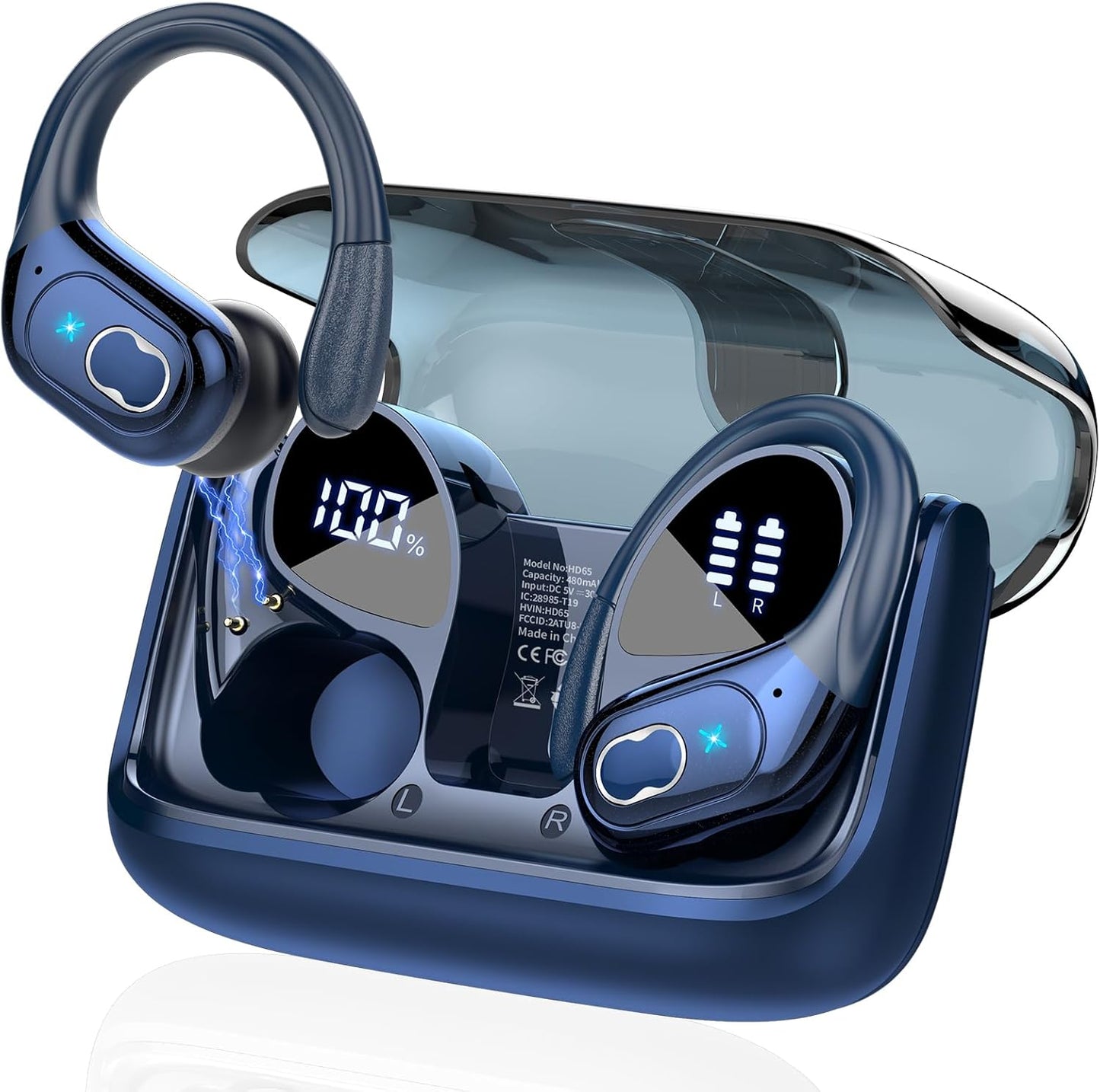 STECEi Wireless Earbuds 75hrs Bluetooth 5.4 Headphone Sport, Bluetooth Earbuds HiFi Stereo Over Ear Bud with Earhooks, ENC Noise Cancelling Mic, IP7 Waterproof Wireless Earphone for Workout/Running