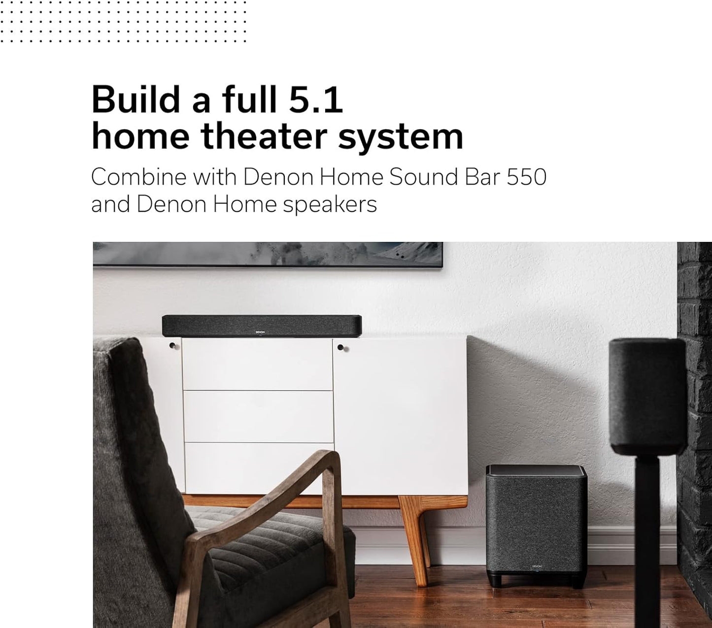 Denon Home 150 NV Wireless Speaker (Black), 1" Tweeter, 3.5" Woofer, Home Speaker with HEOS Built-in, AirPlay 2, and Bluetooth, Multi-Room Streaming, Simple Setup, Compact Design