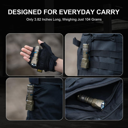 WUBEN T4 Flashlight Rechargeable, Mini Tactical Flashlight Military Grade 401M Long Throw, Small Flashlight with Tactical/Duty/Lock 3 Modes, EDC Flash Light for Police, Emergency and Daily Use