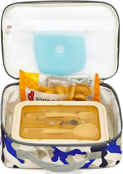 FlowFly Kids Lunch Box Insulated Soft Bag Mini Cooler Back to School Thermal Meal Tote Kit for Girls, Boys, Black