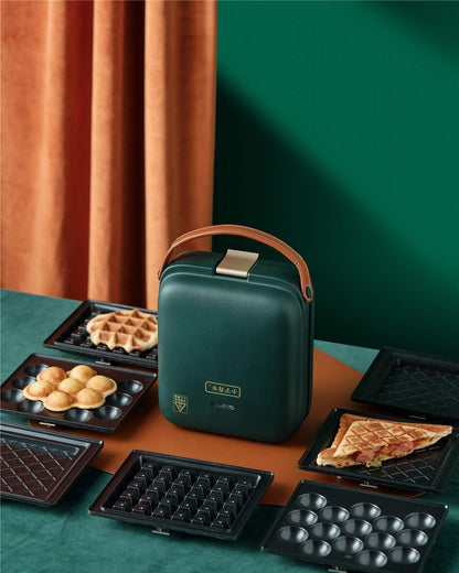 3-in-1 Sandwich Waffle Eggette Maker Portable Cooking Non-stick Coated Detachable Bakeware Plates Electric Panini Press Double-sided Heating Breakfast Toaster