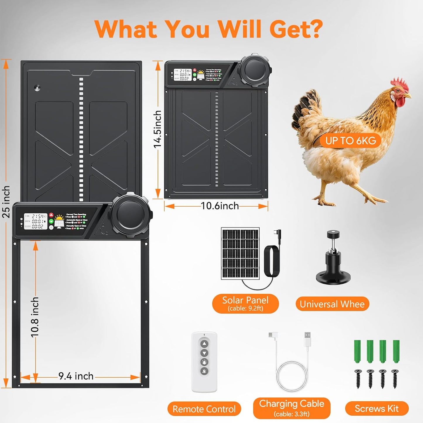 Large Automatic Chicken Coop Door Solar Powered