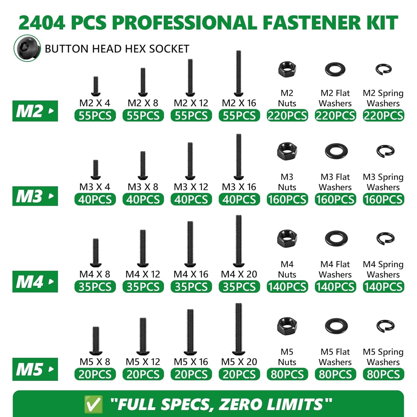 860PCS Metric Screw Assortment Kit, M2 M3 M4 M5 Machine Screws with Lock & Flat Washers, 10.9 Grade Alloy Steel, Metric Hex Button Head Cap Nuts and Bolts Assortment Kit with 4 Wrenches