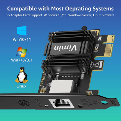 10G PCI-E Network Card with 10Gbps Dual RJ45 Ports, Intel X540-T2 Conrtoller, VIMIN 10Gb Ethernet Adapter Card Compatible with PCI Express X8, X16, Support Windows/Windows Server/Linux/VMware